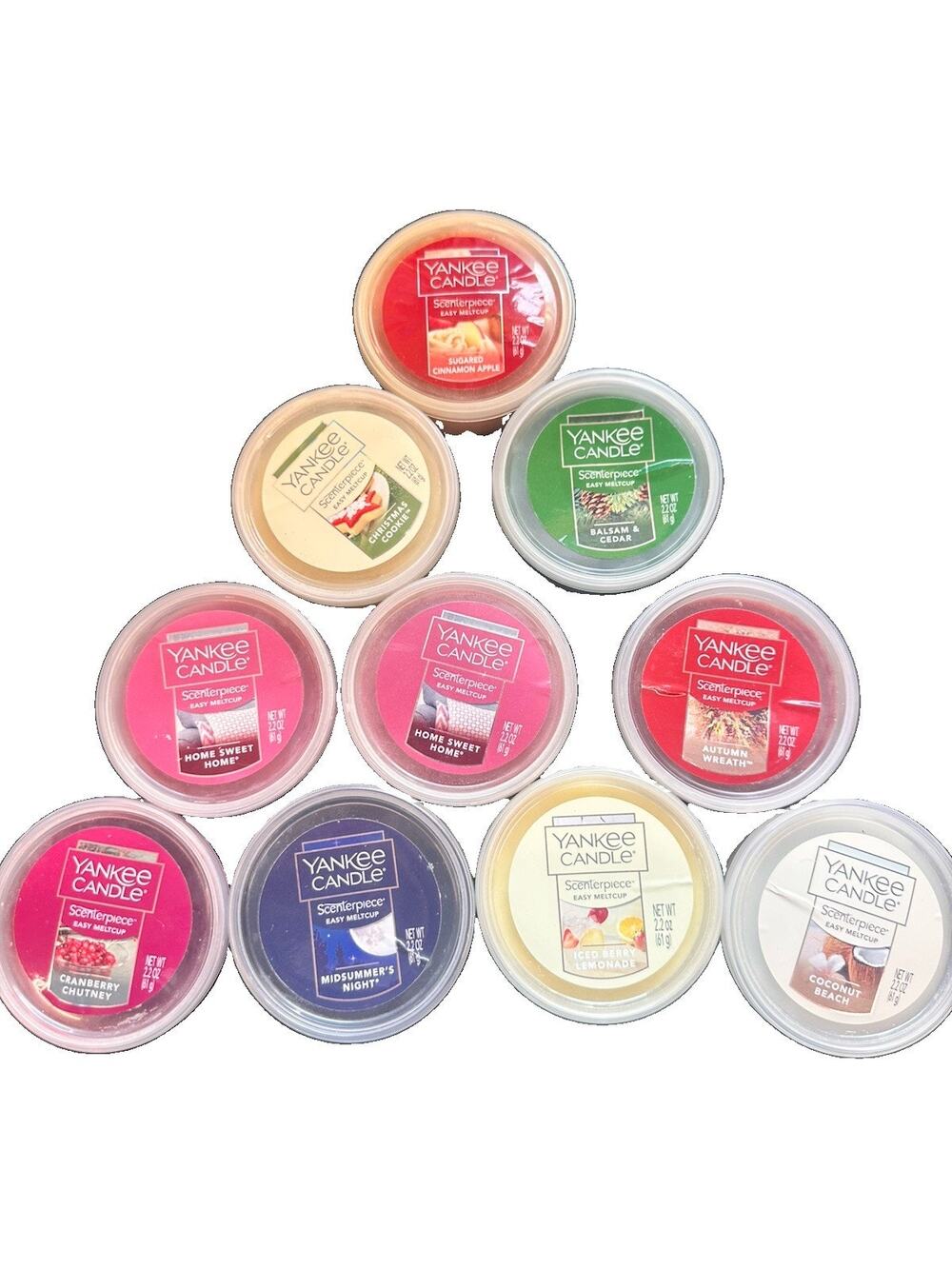 Lot Of 10 Yankee Candle Scenterpiece Easy Melt Cups 2.2oz (3 Discontinued Scents